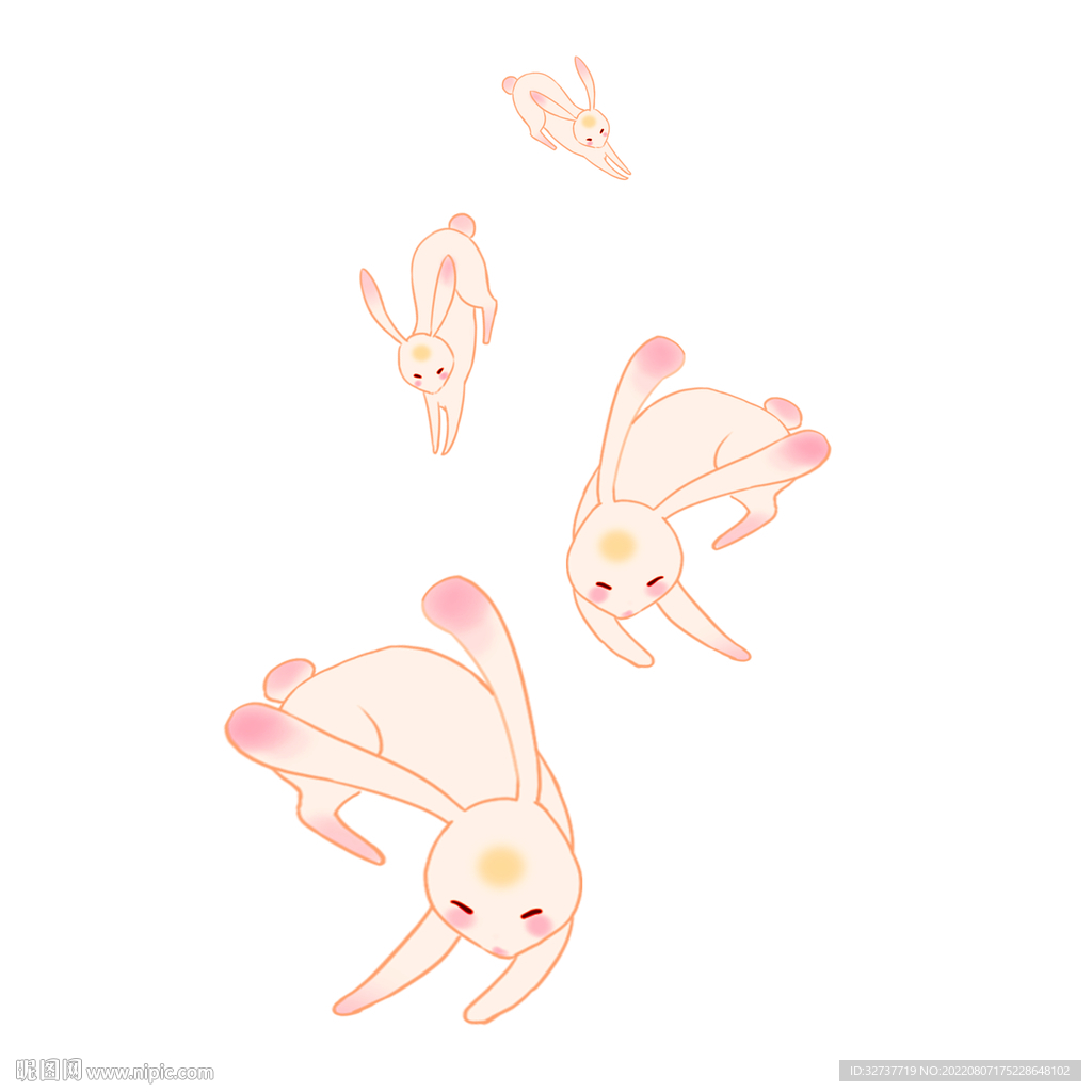 插画卡通玉兔元素