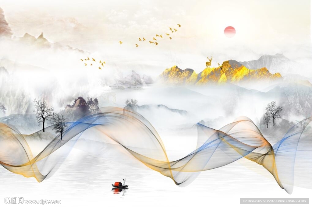 简约新中式背景墙