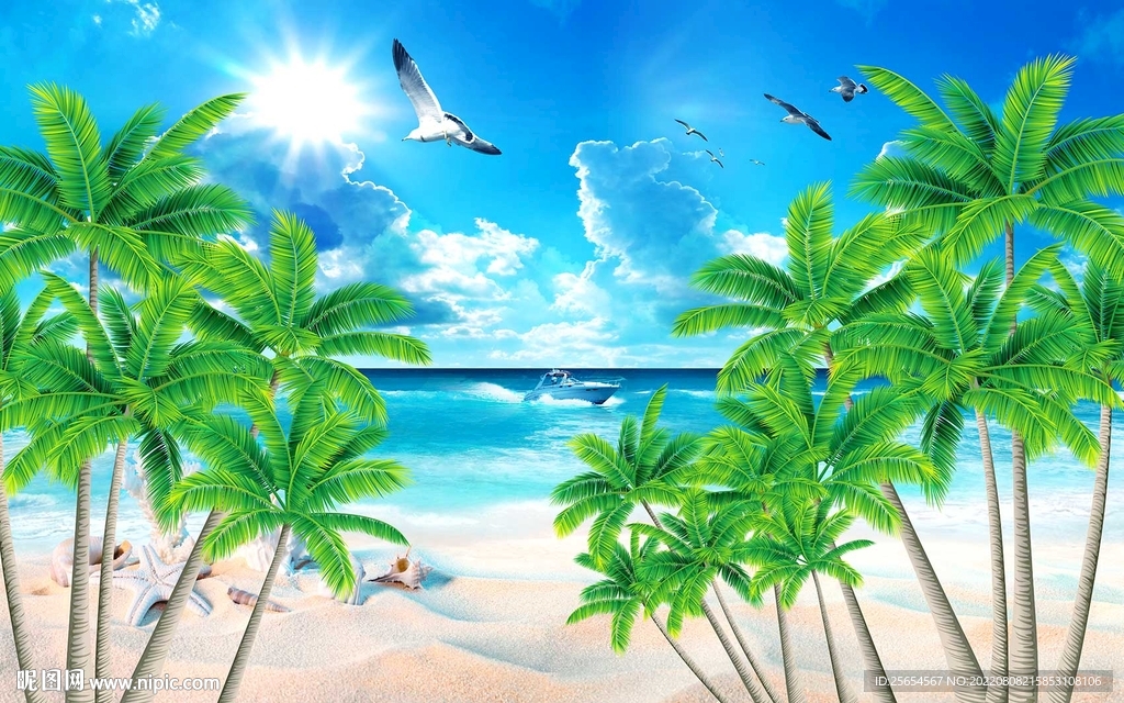 海边沙滩背景墙