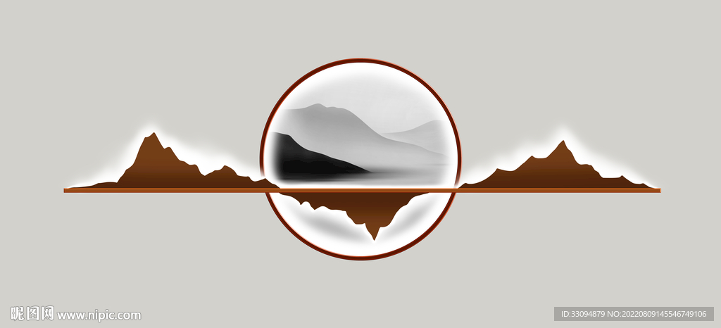 高清分层发光山水挂件