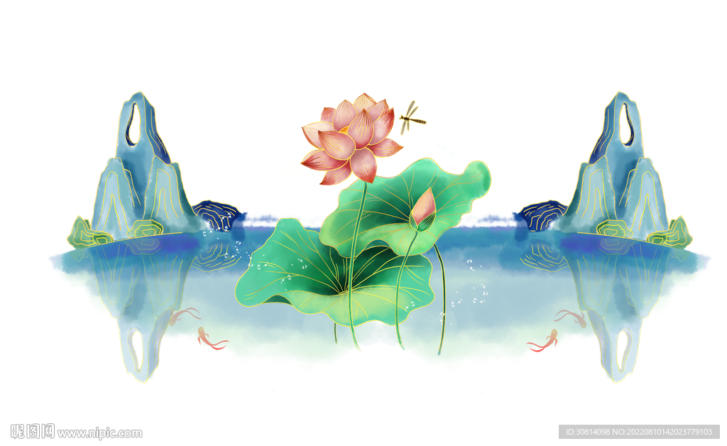 山水荷花