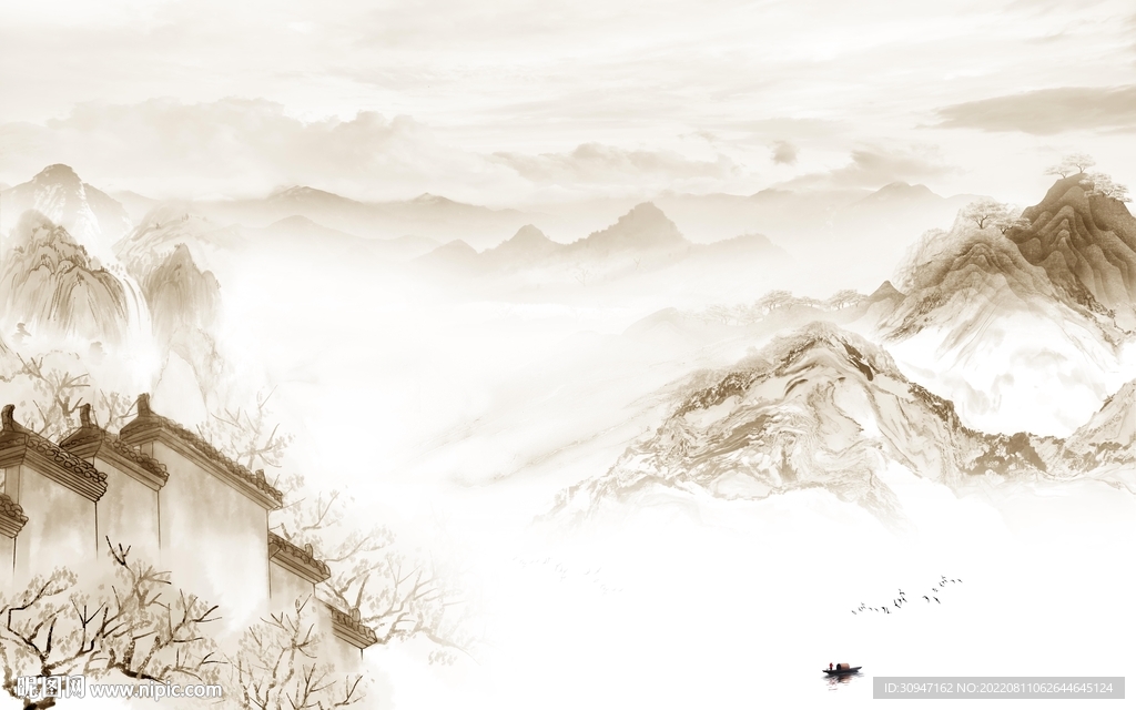 高清 别墅新山水画 TIf分层