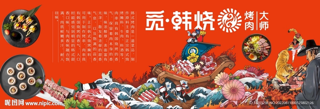 韩国烤肉日式烤肉背景图