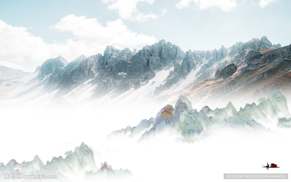 新品最新简约山水 Tif分层