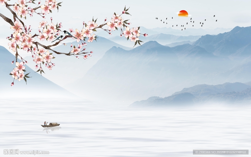 花鸟意境客厅山水 TIF分层