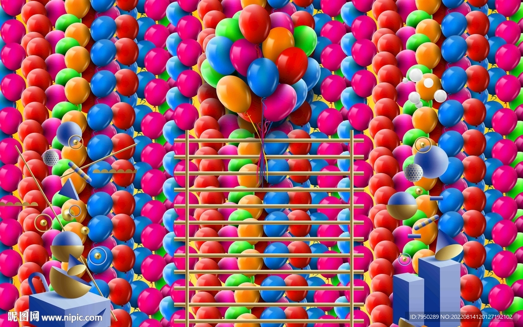 立体气球网红直播背景墙