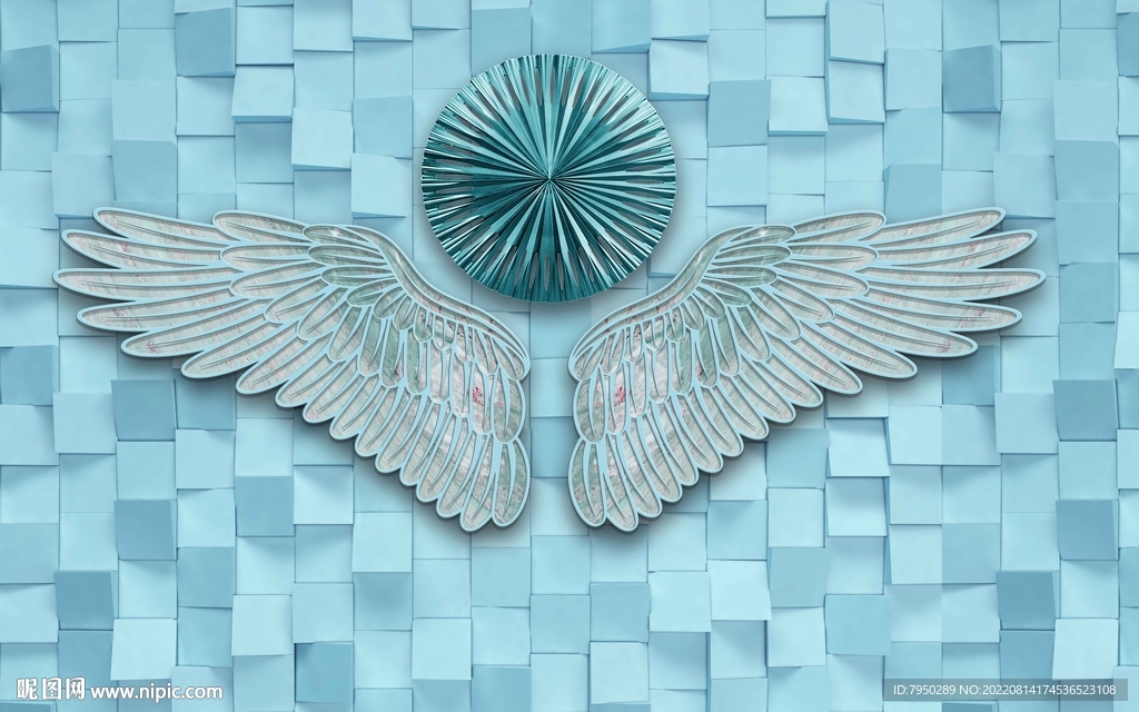大理石翅膀立体简约背景墙