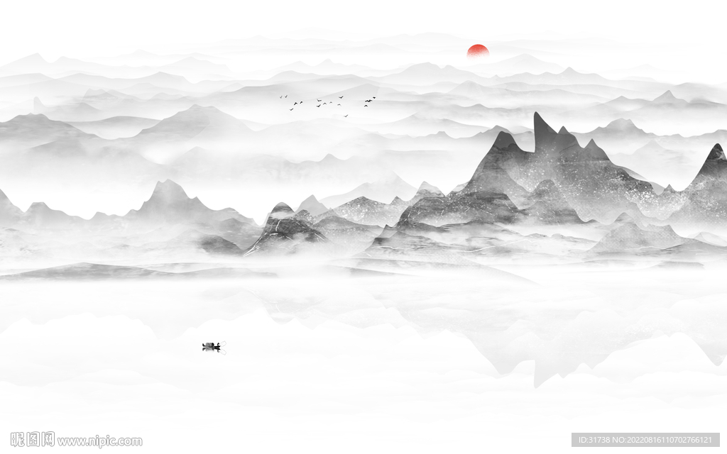 新中式山水墙画