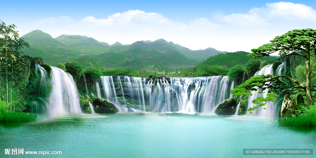 迎客松风水画设计图__风景_psd分层素材_设计图库_昵图网nipic.com