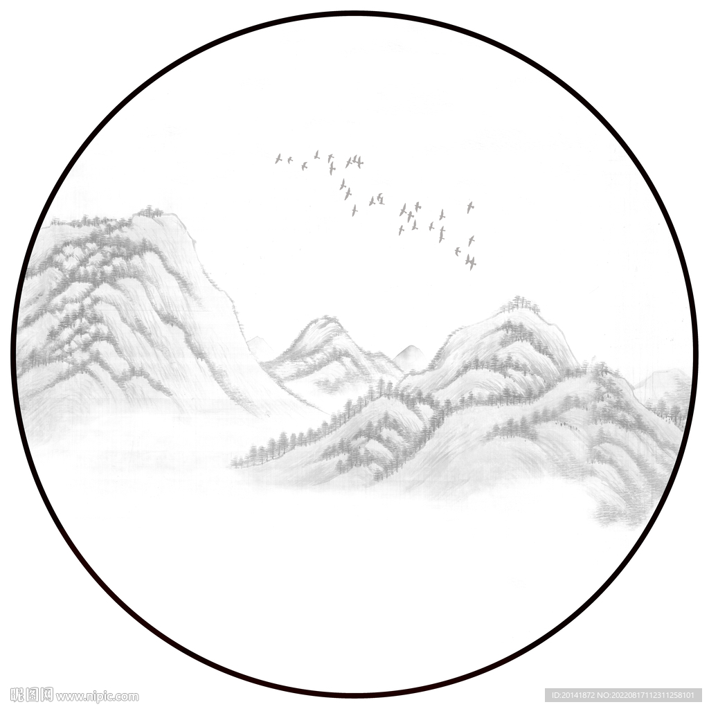 远山圆形装饰高清