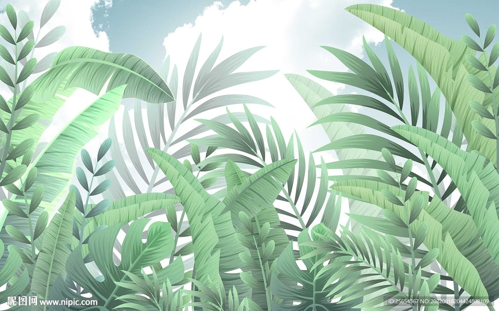 北欧植物背景墙