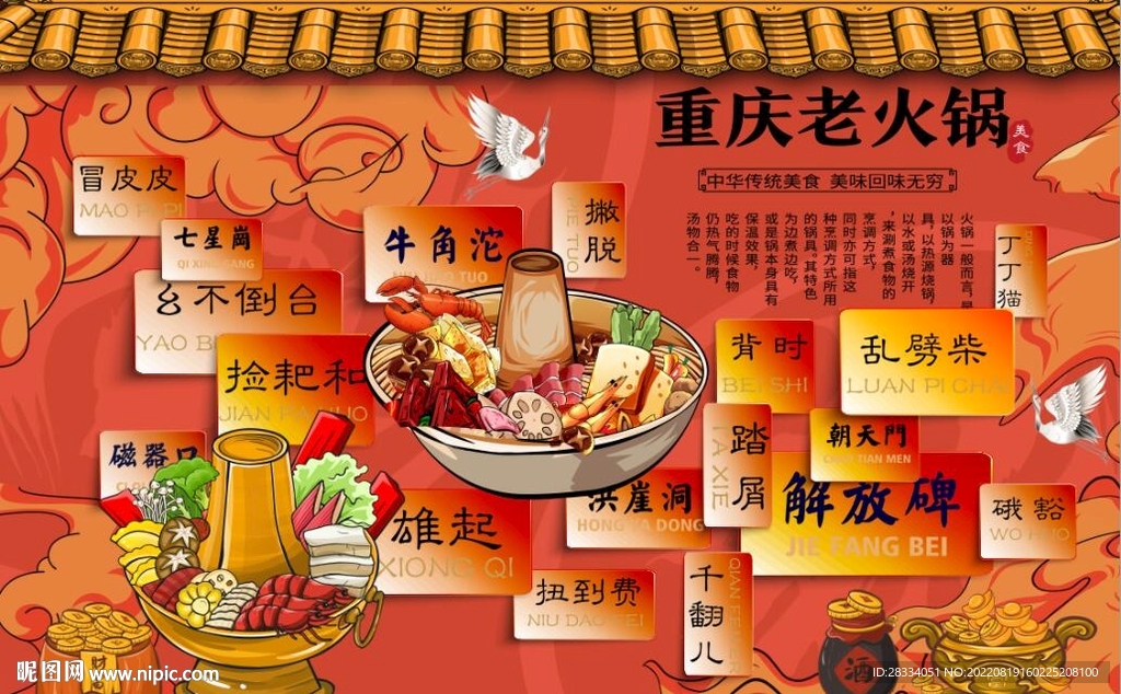重庆老火锅餐饮背景墙