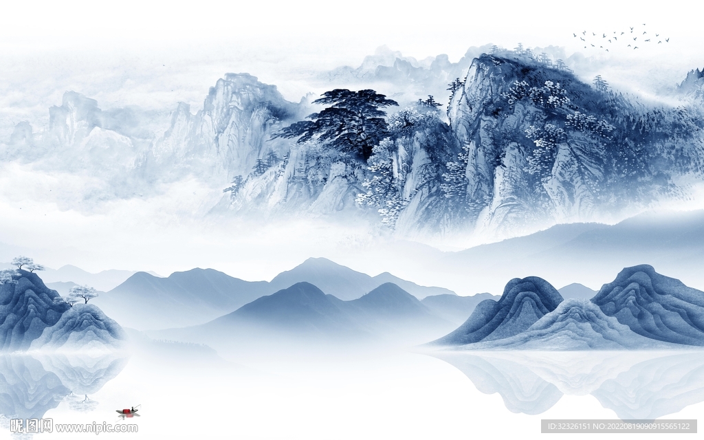 中国风简约高清山水 Tif分层