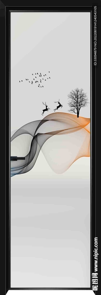 高清分层透明底平开门打印图