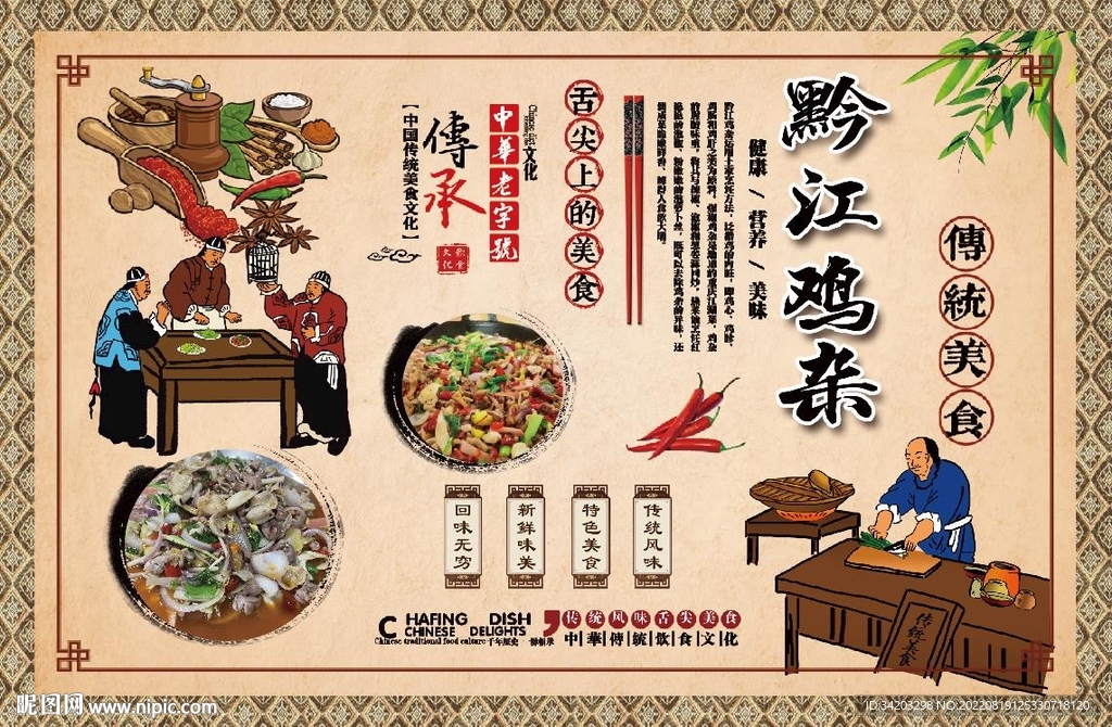 黔江鸡杂背景墙