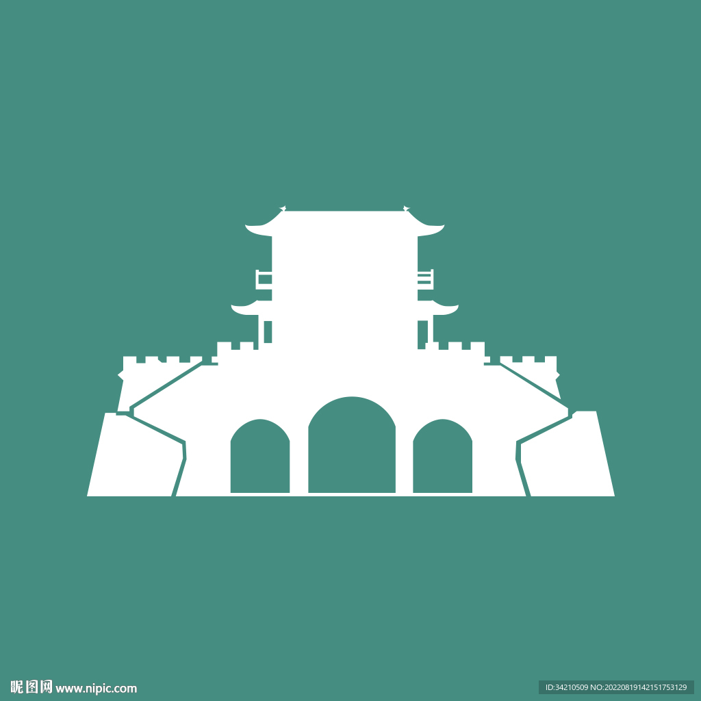 海拉尔呼伦贝尔古城矢量图