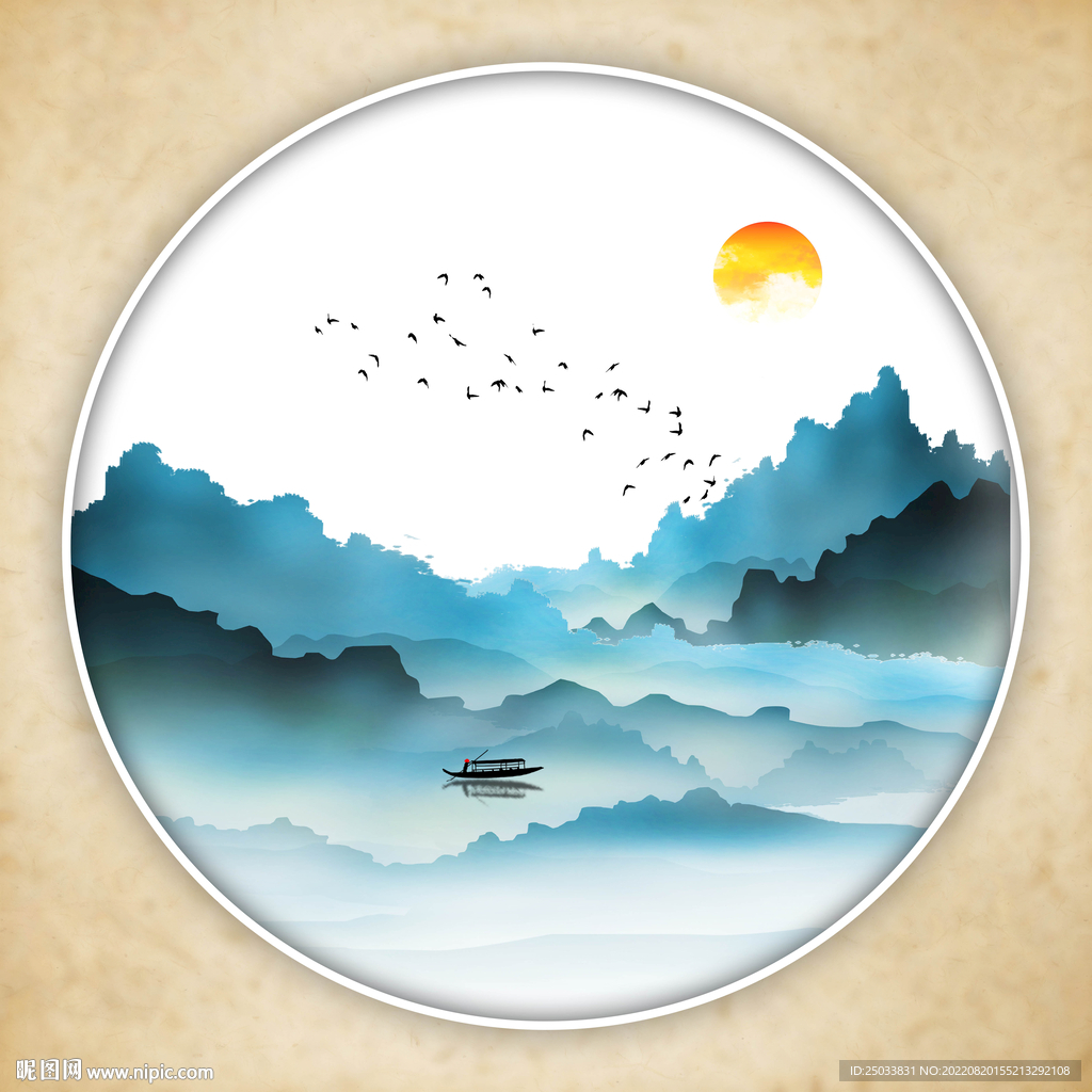 圆形山水画