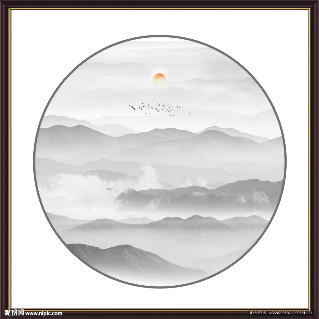 新中式圆形装饰画