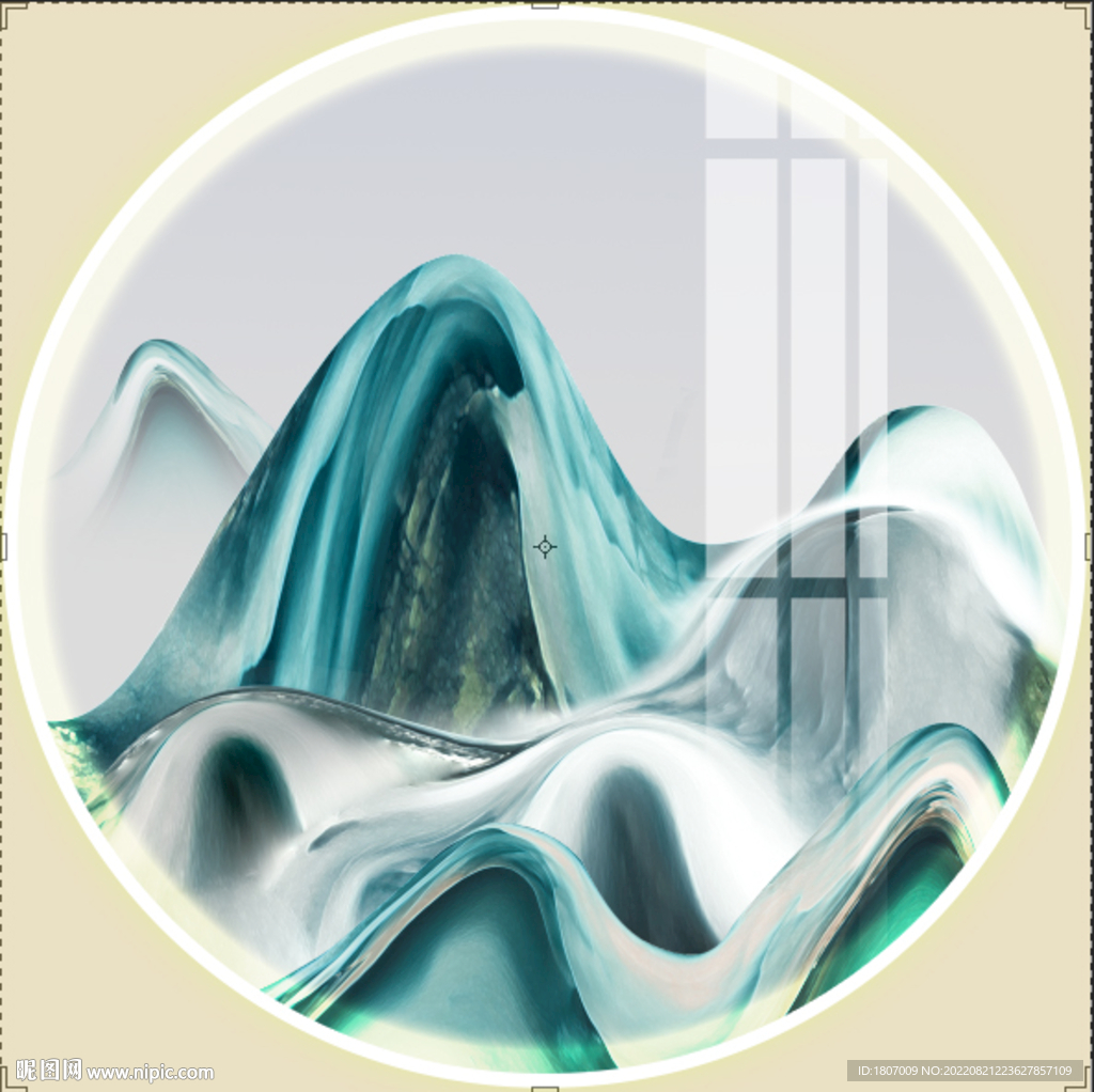 新中式山水大理石水墨装饰画