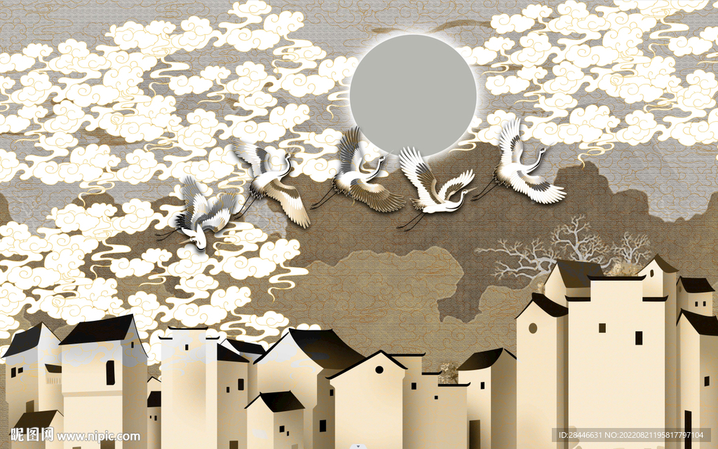 新中式乡村背景墙