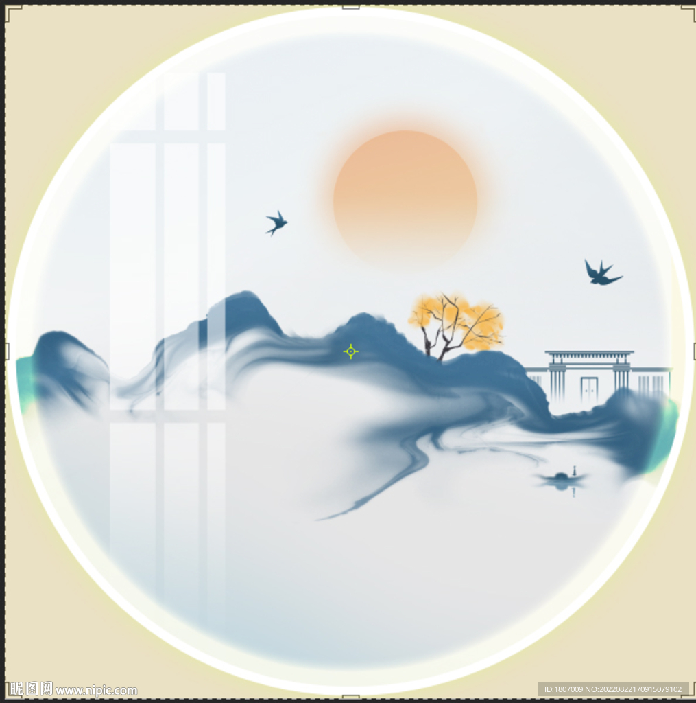 新中式山水大理石水墨装饰画