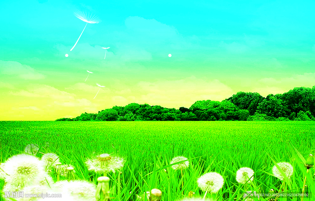 蓝色天空麦田