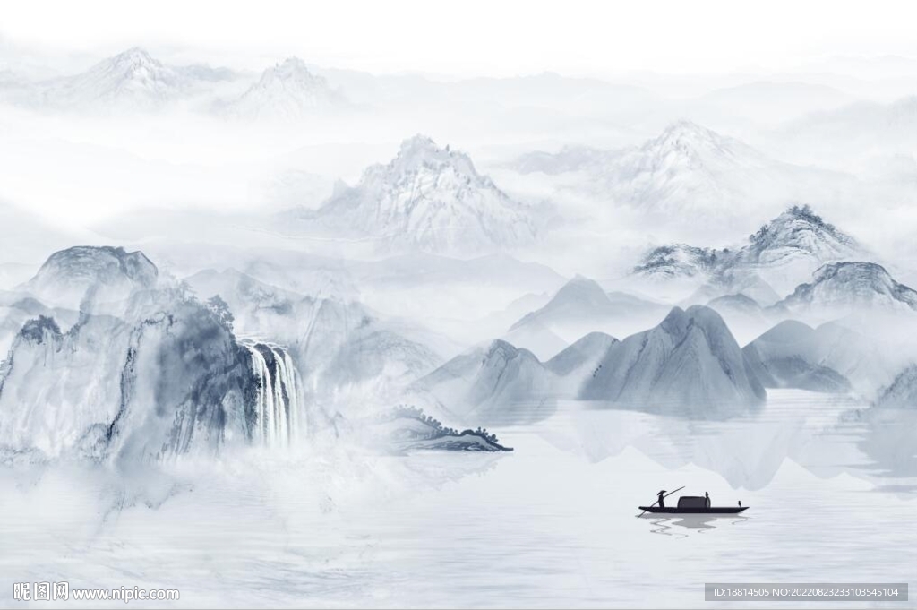 高山流水山水背景墙