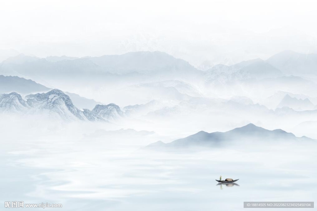 新中式山水风景电视背景墙