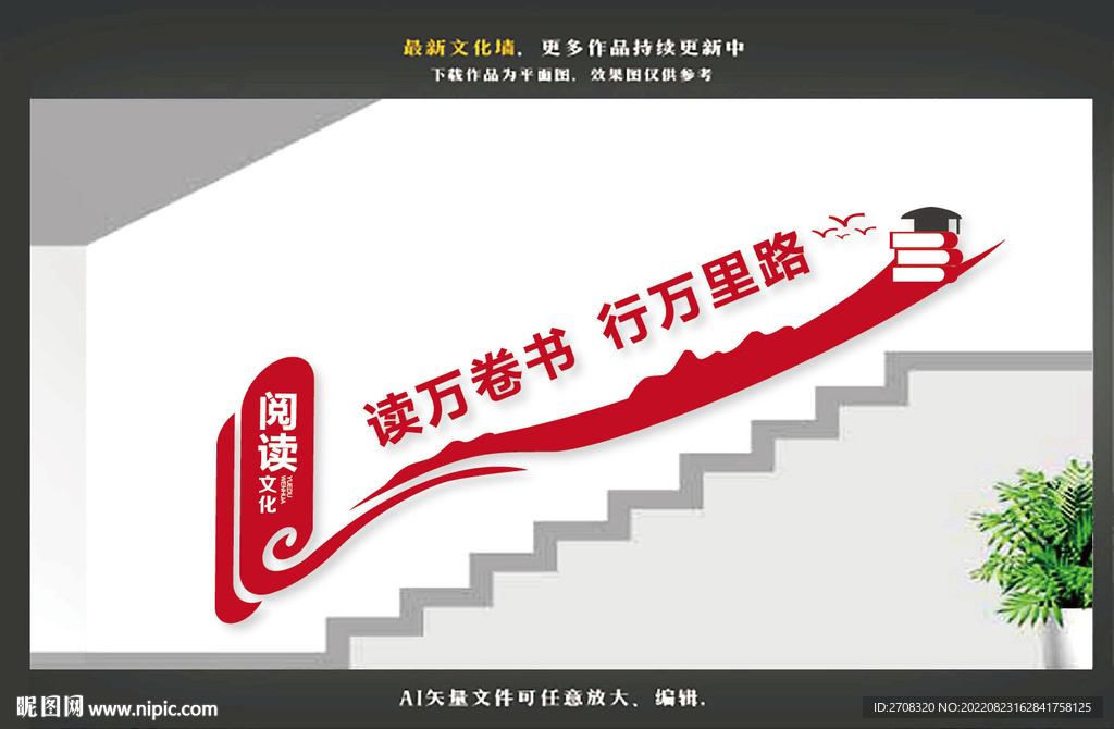 校园楼梯读书文化墙