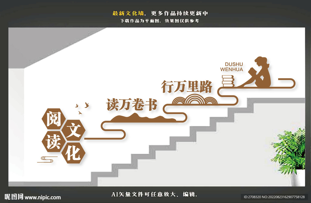 校园楼梯读书文化墙