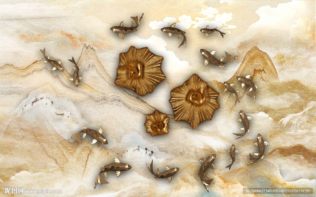 新中式石纹背景墙