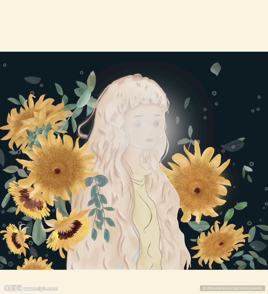 向日葵美少女装饰画