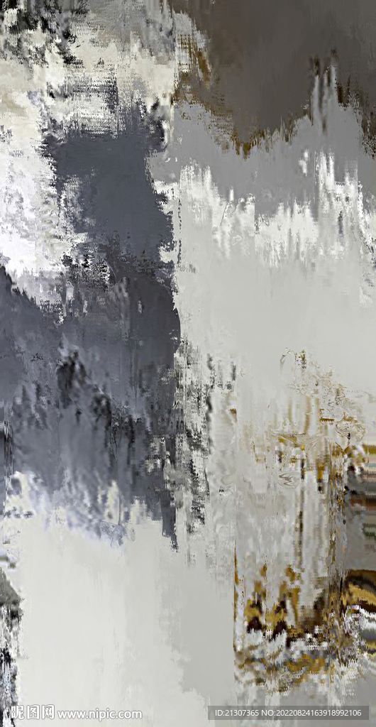 灰色轻奢手绘抽象油画装饰画