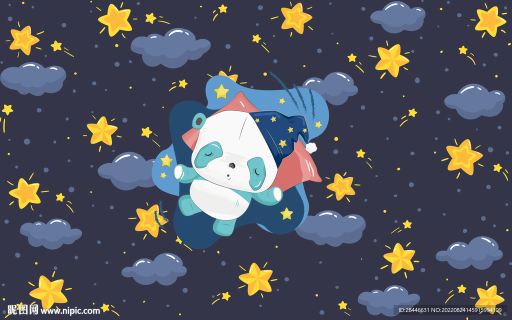 卡通夜空背景墙