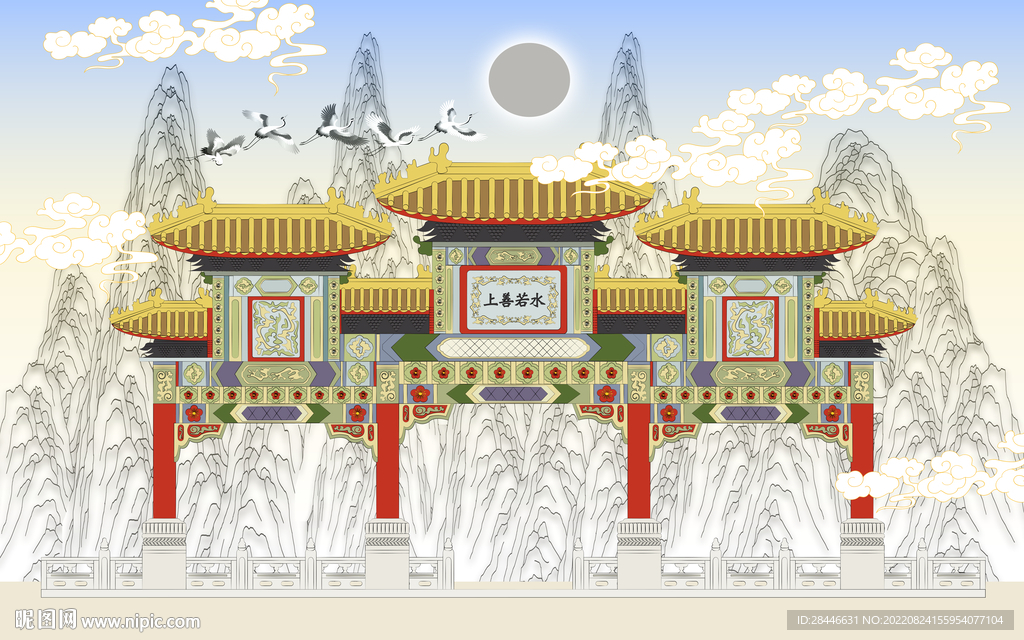 新中式牌坊背景墙