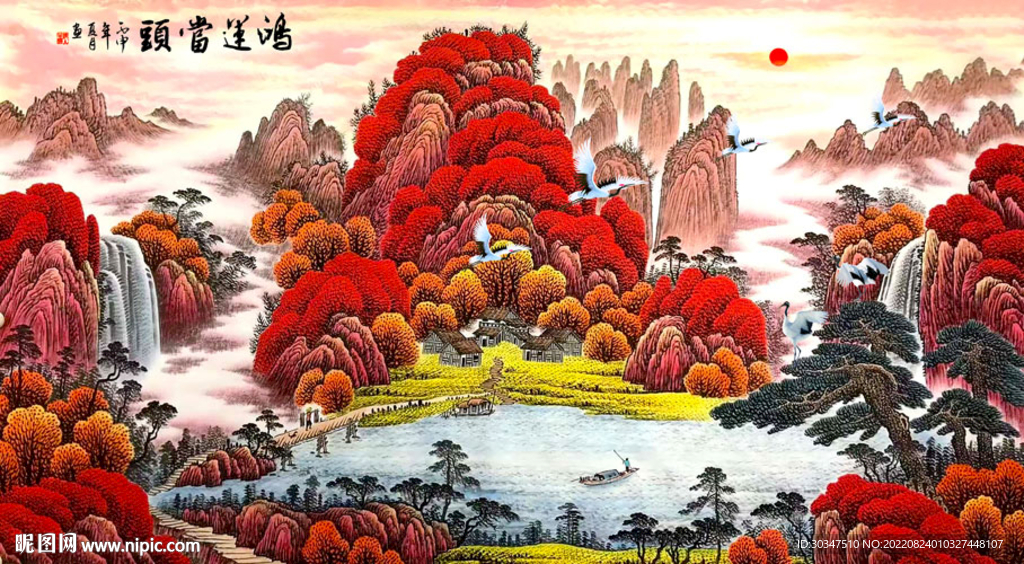 巨幅鸿运当头装饰画