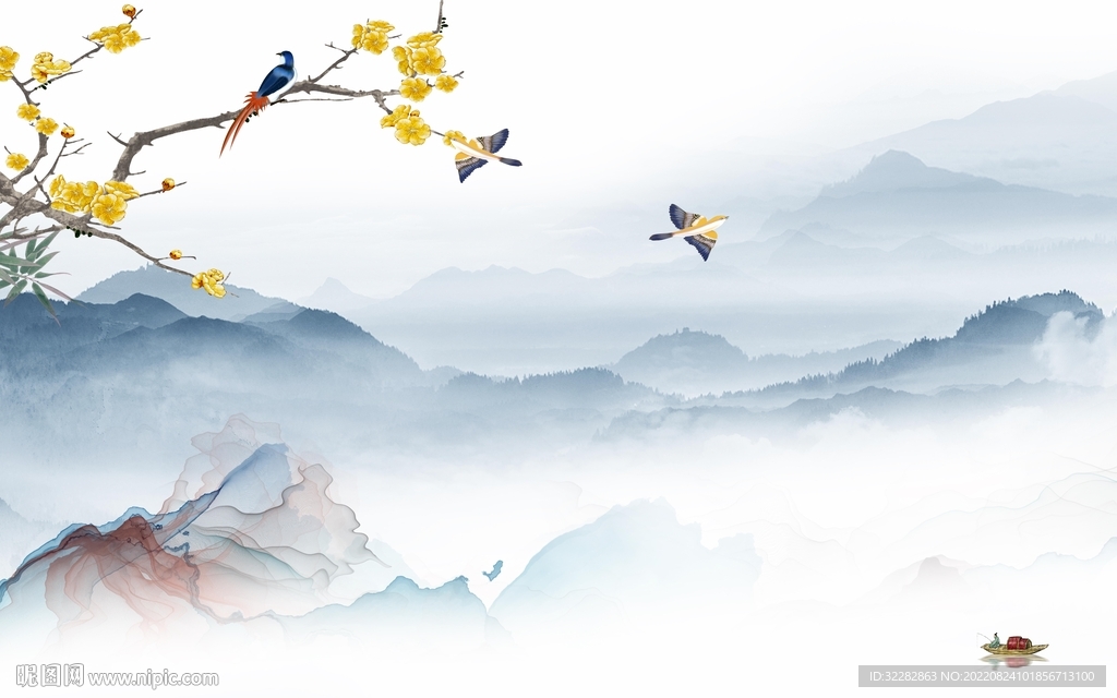 简约 高档中式山水 TIf分层