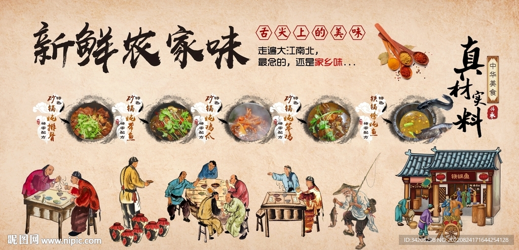 砂锅铁锅鱼背景墙