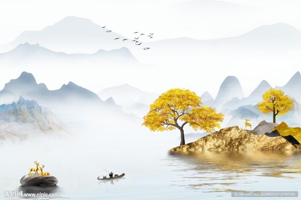简约山水电视背景墙
