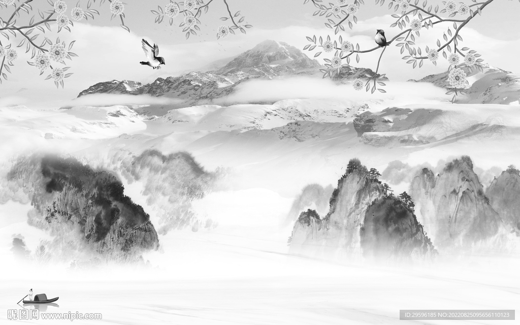 现代中式新山水图 TIF分层