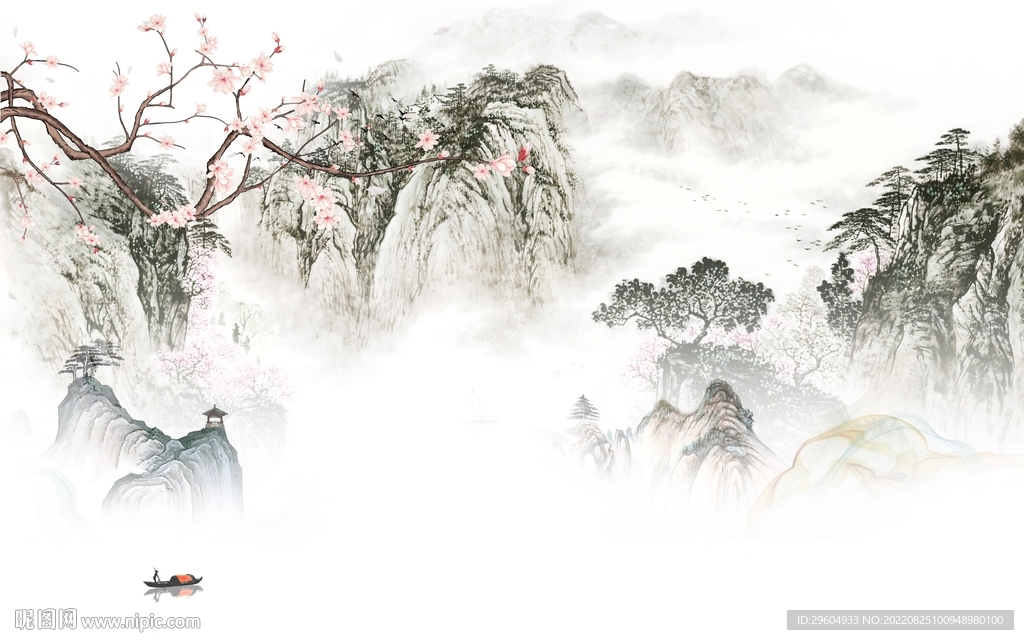 国画高档意境山水 TIf分层