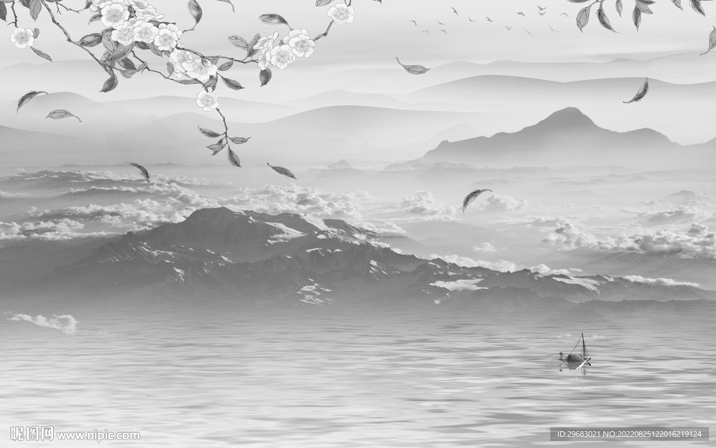 高端中式风山水画 Tif分层