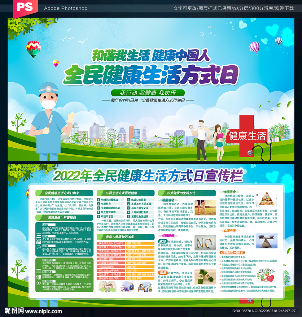 2022全民健康生活方式日展板