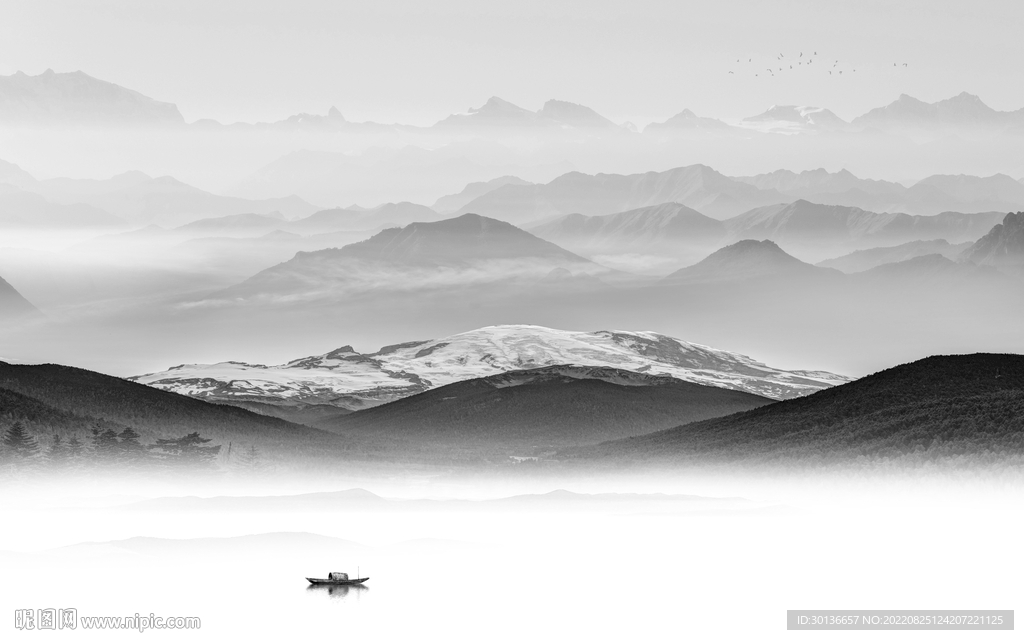 新款意境简约山水 Tif分层