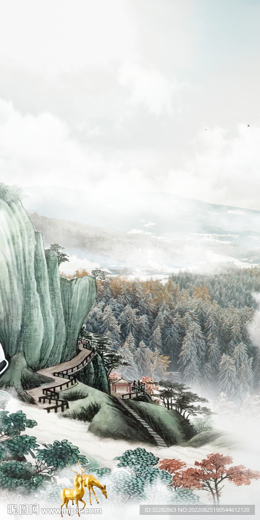 国画高档大气玄关 tif分层