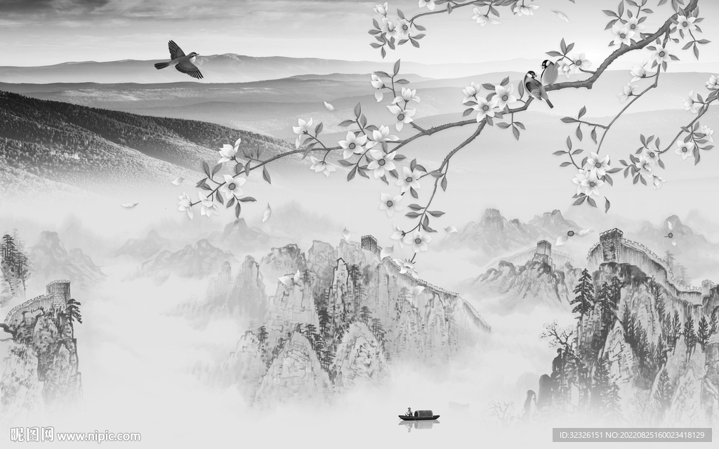 花鸟爆款高端山水 tif分层