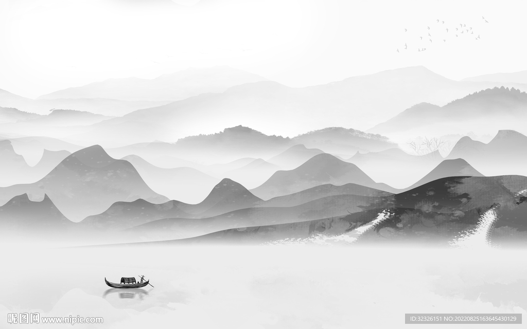 人气简约意境山水 tif分层