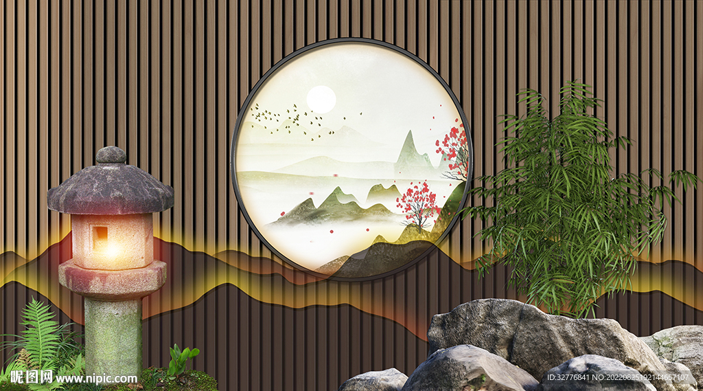 中式养生背景墙