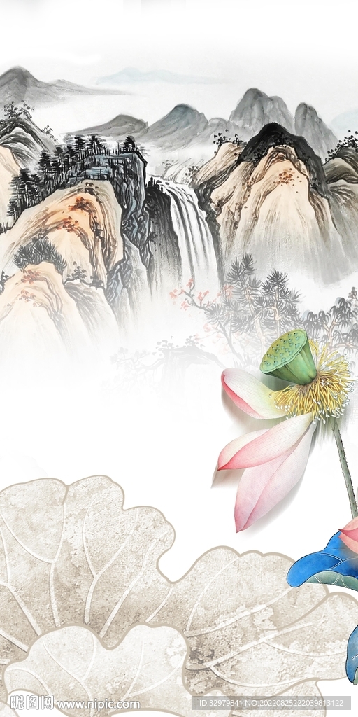 荷花玄关意境山水 TIf分层
