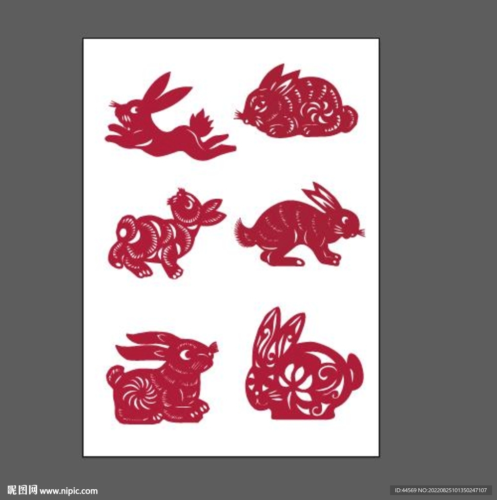 兔子剪纸纹样